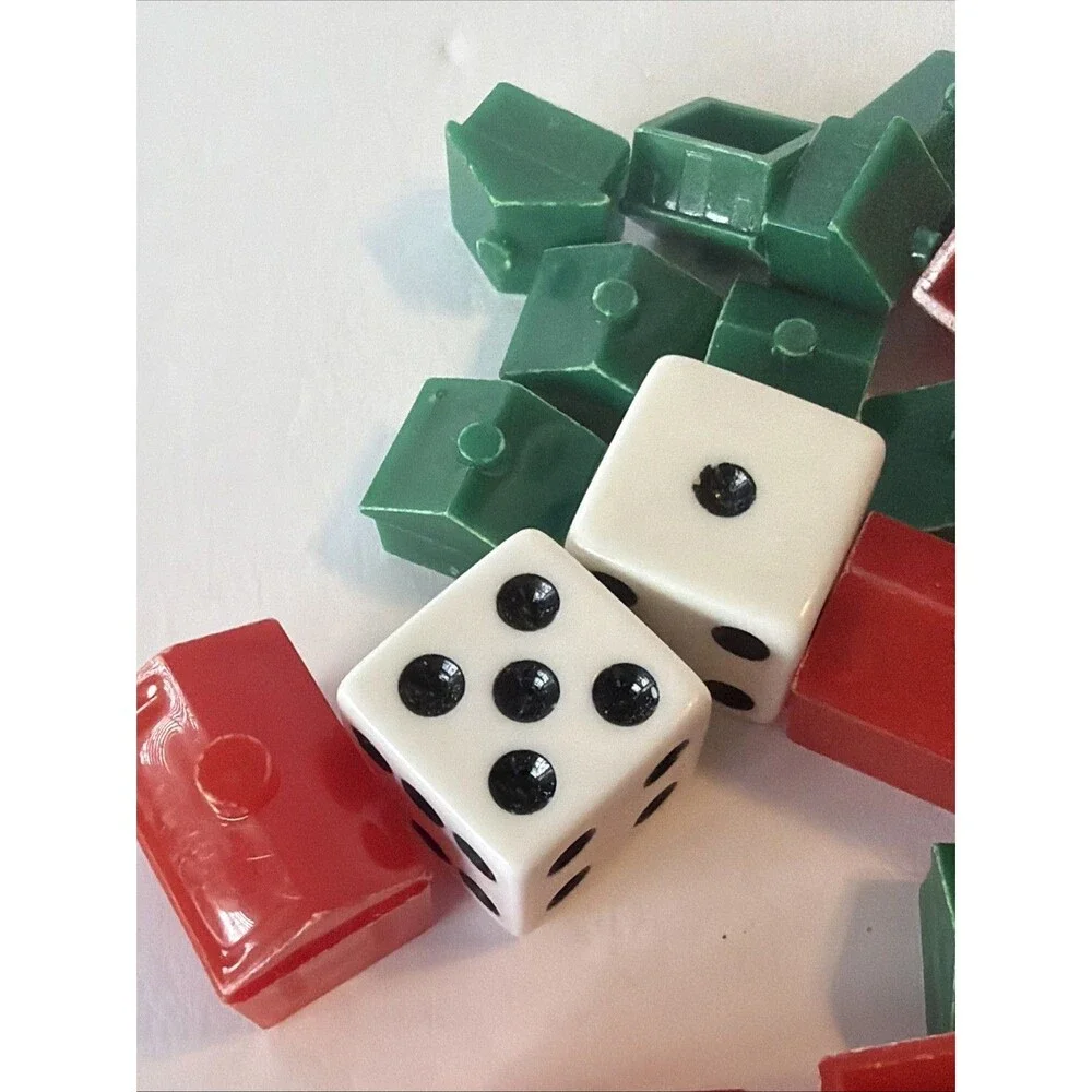 Monopoly Game Replacement Parts Hotels and Houses and Dice